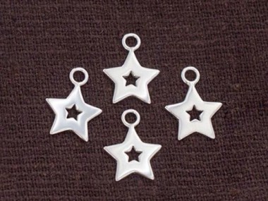 925 Sterling Silver Star Charms 10 mm.