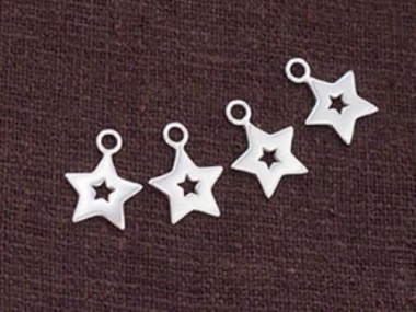 925 Sterling Silver Star Charms 10 mm.