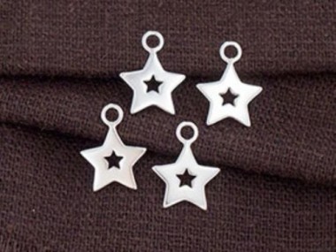 925 Sterling Silver Star Charms 10 mm.