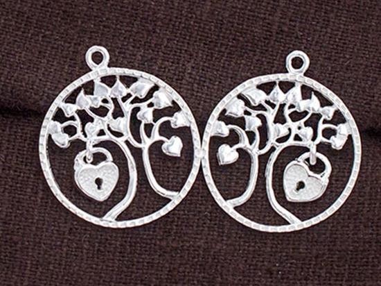 2 of 925 Sterling Silver Tree With Heart Pendant 21 mm. Polish Finished.