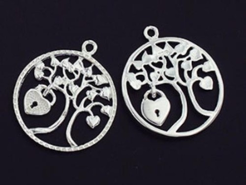 2 of 925 Sterling Silver Tree With Heart Pendant 21 mm. Polish Finished.