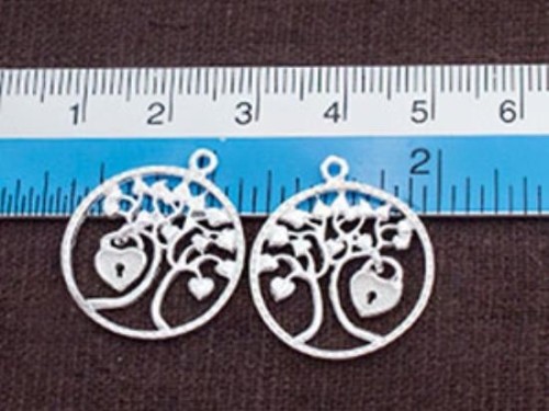 2 of 925 Sterling Silver Tree With Heart Pendant 21 mm. Polish Finished.