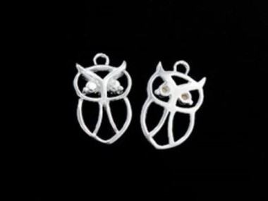 925 Sterling Silver Mini Owl Charms 10x13mm.