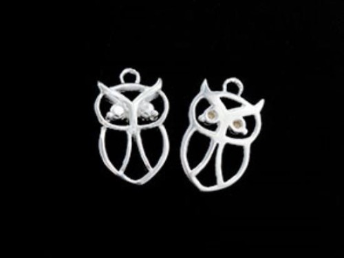 2 of 925 Sterling Silver Mini Owl Charms 10x13mm.