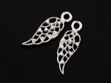 925 Sterling Silver Angel Wing Charms 6x14mm.