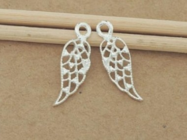 925 Sterling Silver Angel Wing Charms 6x14mm.