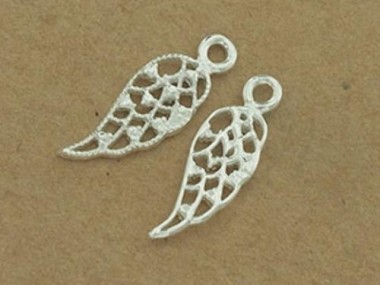 925 Sterling Silver Angel Wing Charms 6x14mm.