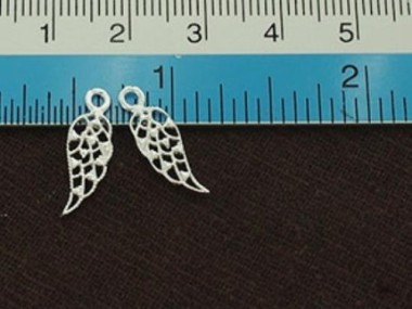 925 Sterling Silver Angel Wing Charms 6x14mm.