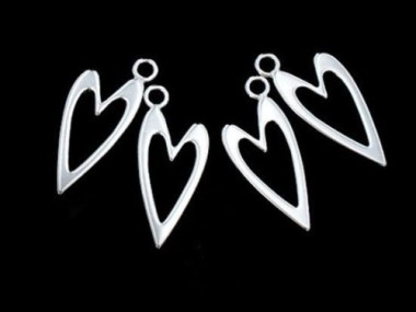 925 Sterling Silver Heart Charms 9x18mm.