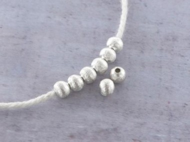 Karen Hill Tribe Silver Brushed Round Beads 6 mm.