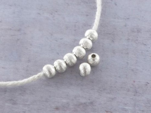 8 of Karen Hill Tribe Silver Brushed Round Beads 6 mm.