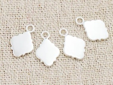 925 Sterling Silver Moroccan Style Drop Charms 8x11 mm.