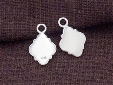 925 Sterling Silver Moroccan Style Drop Charms 8x11 mm.