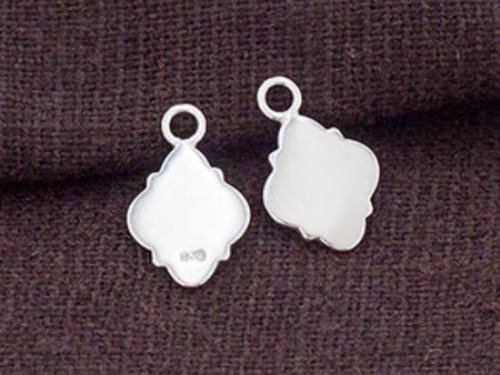 4 of 925 Sterling Silver Moroccan Style Drop Charms 8x11 mm. Polish Finished