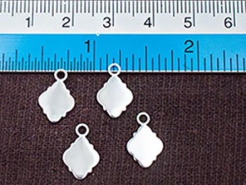 4 of 925 Sterling Silver Moroccan Style Drop Charms 8x11 mm. Polish Finished