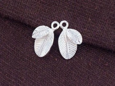 925 Sterling Silver Leaf Charms 10x13mm.