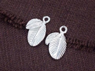 925 Sterling Silver Leaf Charms 10x13mm.