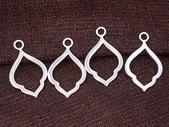 4 of 925 Sterling Silver Moroccan Style Drop Pendants 11x16.5 mm. Polish Finished