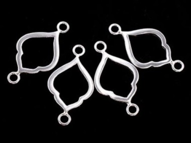 4 of 925 Sterling Silver Moroccan Style Drop Links, Connectors 11x16.5 mm. Polish Finished