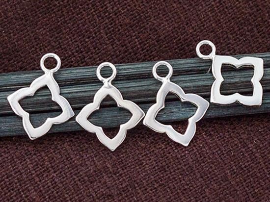 4 of 925 Sterling Silver Moroccan Style Flower Charms 11 mm. Polish Finished