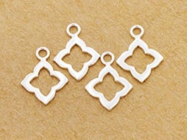 925 Sterling Silver Moroccan Style Flower Charms 11 mm.