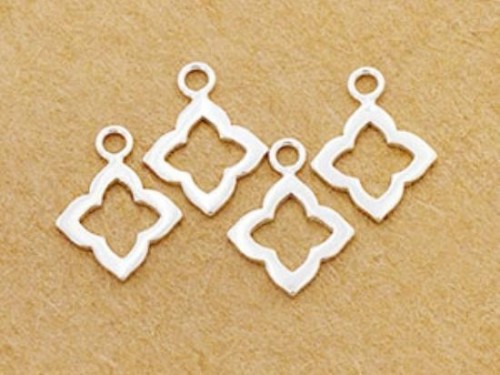 4 of 925 Sterling Silver Moroccan Style Flower Charms 11 mm. Polish Finished