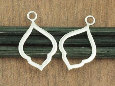 925 Sterling Silver Moroccan Style Drop Pendants 15x20 mm.