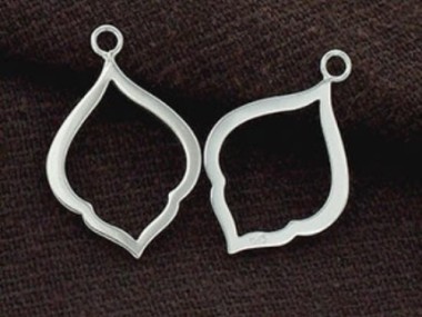 925 Sterling Silver Moroccan Style Drop Pendants 15x20 mm.