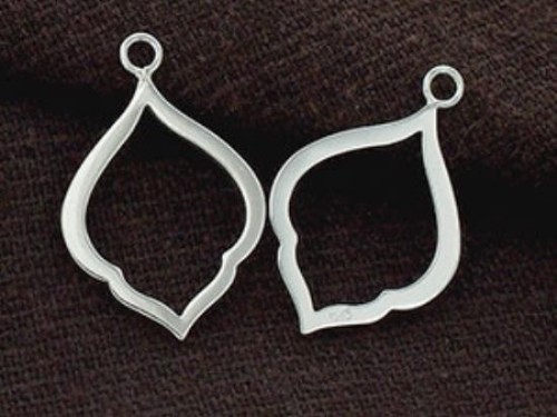 4 of 925 Sterling Silver Moroccan Style Drop Pendants 15x20 mm. Polish Finished