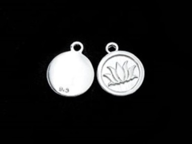 925 Sterling Silver Lotus Print Charms 10.7mm.