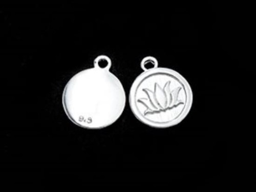 2 of 925 Sterling Silver Lotus Print Charms 10.7mm.