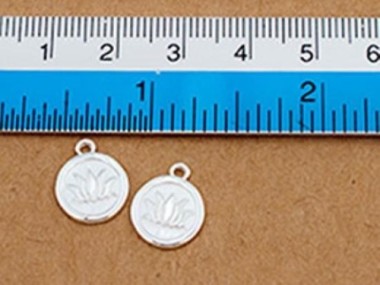 925 Sterling Silver Lotus Print Charms 10.7mm.