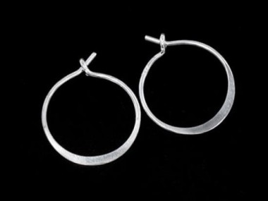 925 Sterling Silver Circle Hoop Earrings 15mm.