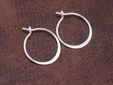 925 Sterling Silver Circle Hoop Earrings 15mm.