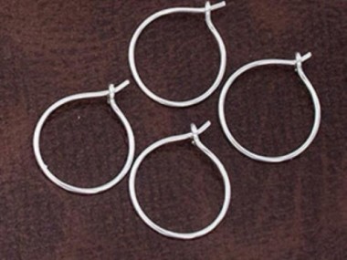 925 Sterling Silver Circle Hoop Earrings 15mm.