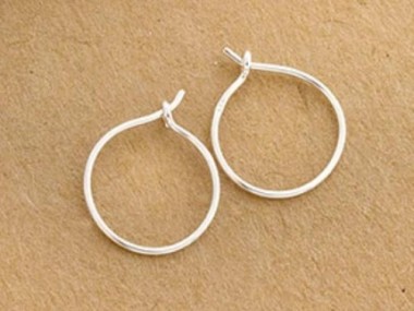 925 Sterling Silver Circle Hoop Earrings 15mm.