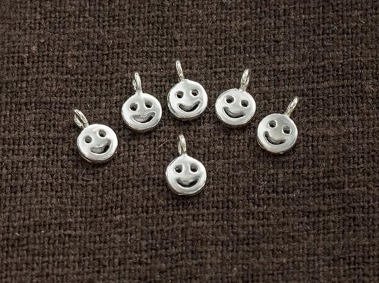 6 of 925 Sterling Silver Little Smiley Charms 4 mm