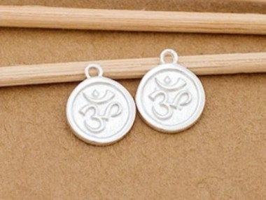 925 Sterling Silver Ohm Print Charms 10mm.