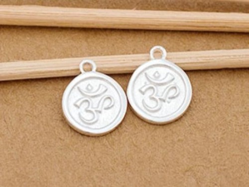 2 of 925 Sterling Silver Ohm Print Charms 10mm.