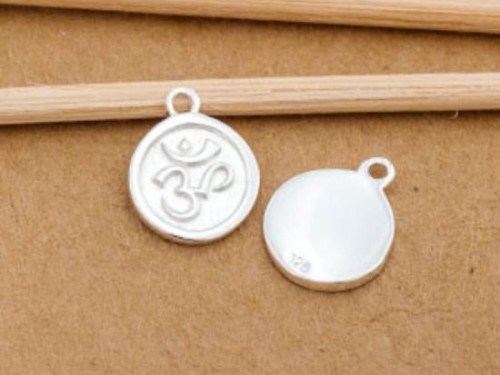 2 of 925 Sterling Silver Ohm Print Charms 10mm.