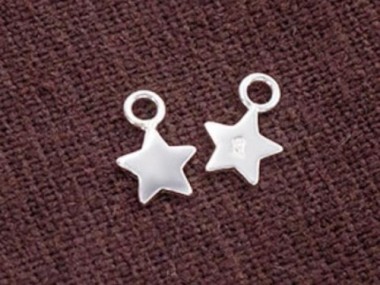 925 Sterling Silver Star Charms 6mm.,