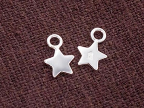 6 of 925 Sterling Silver Star Charms 6mm., Tiny Charms