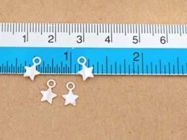 925 Sterling Silver Star Charms 6mm.,