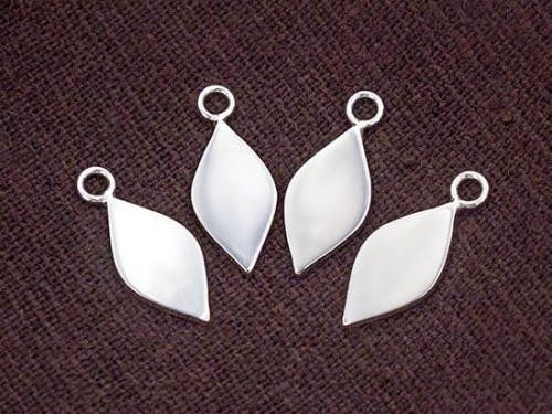 4 of 925 Sterling Silver Drop Charms 7x13.5mm.