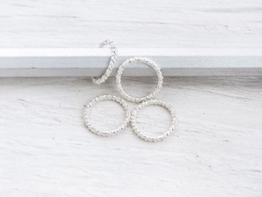 925 Sterling Silver Twisted Circle Links, Connectors 15 mm.