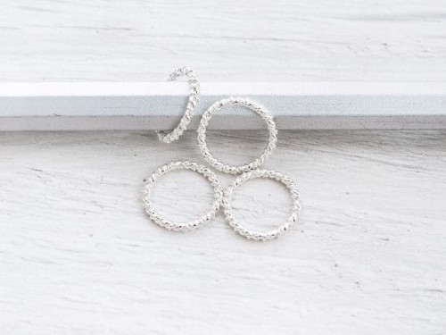 4 of 925 Sterling Silver Twisted Circle Links, Connectors 15 mm.