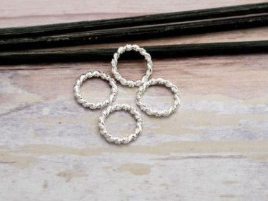 925 Sterling Silver Twisted Circle Links, Connectors 12 mm.