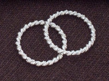 925 Sterling Silver Twisted Circle Links, Connectors 18 mm.