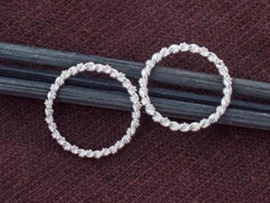 925 Sterling Silver Twisted Circle Links, Connectors 18 mm.