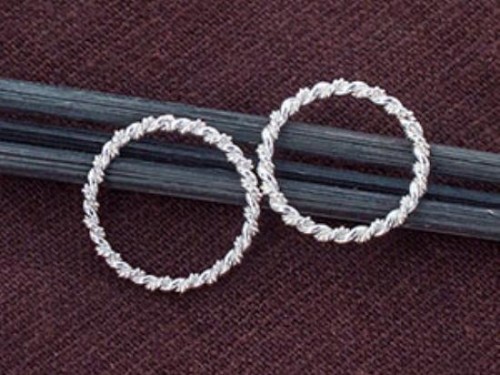 2 of 925 Sterling Silver Twisted Circle Links, Connectors 18 mm.